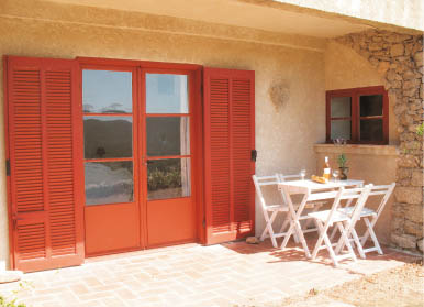 Bedroom four is a studio apartment with double bed, sofa, en-suit, small kitchen and private terrace with lovely views.